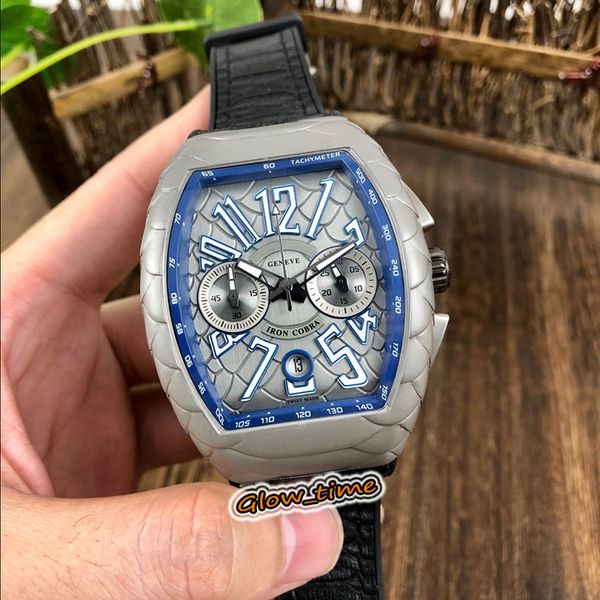 

new saratoge v 45 sc dt iro cobra snake pattern dial japan vk quartz chronograph movement mens watch silvery case leather strap watches, Slivery;brown
