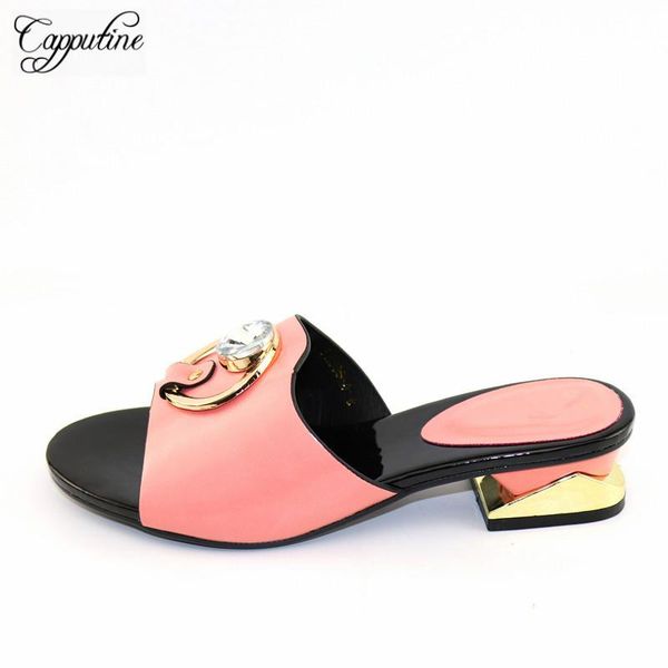 

горячие продажи леди тапочки африканский средний каблук обувь cr336 высота каблука 4 см, 7 цветов, Black