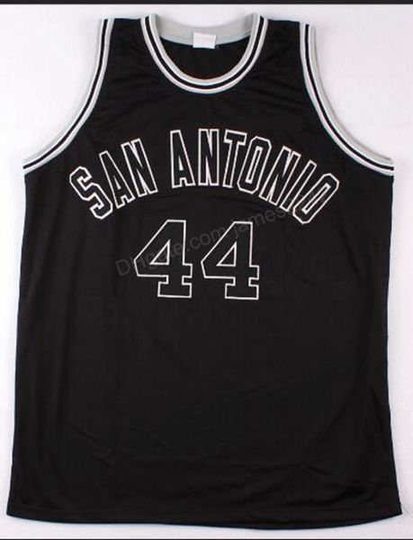 

custom retro #44 george gervin basketball jersey men all stitched black any size 2xs-4xl 5xl name or number quality, Black;red