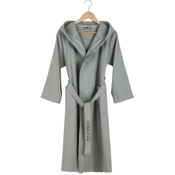 

five-star l bathrobe men hooded 100% cotton men's robe summer thin couples bride wedding men bath robe male dressing gown 201109, Black;brown