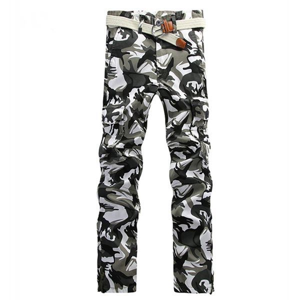 

men's camouflage casual cargo pants military camo multi-pockets loose pants straight trousers for men pantalones hombre 201109, Black