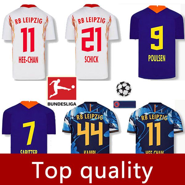 

2020 2021 schick poulsen werner footbal shirts 19 20 sabitzer forsberg klostermann soccer jerseys nkunku sabitzer kits halstenberg laimer, Black;yellow