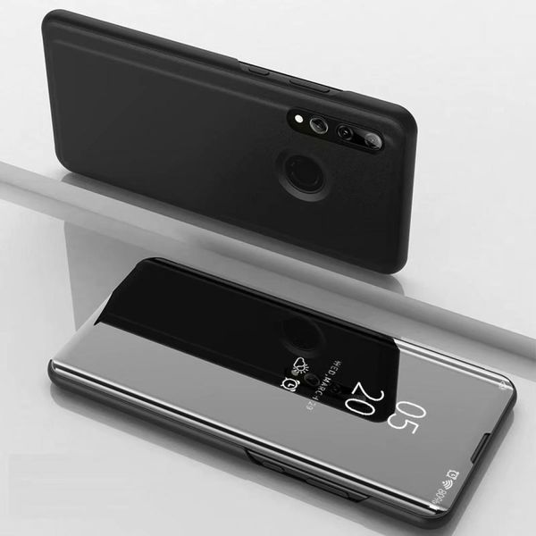 

electroplating mirror horizontal flip leather case for galaxy a60 with holder