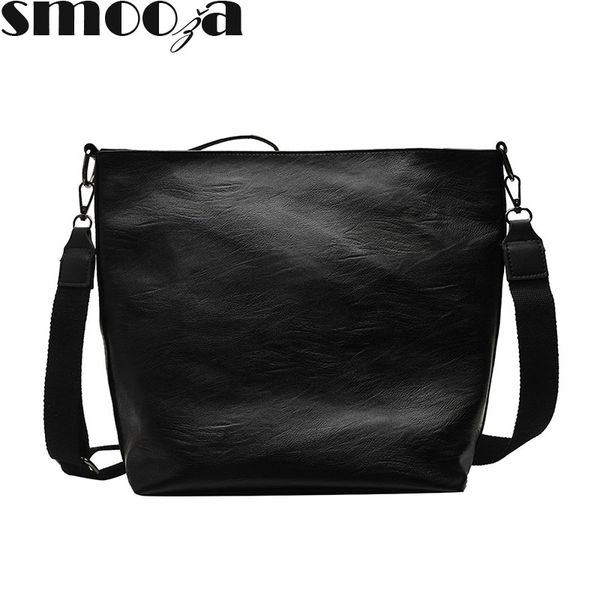 

smooza black ladies bucket crossbody bags for women luxury handbags fashion women leather shoulder bag designer bolsas femininas