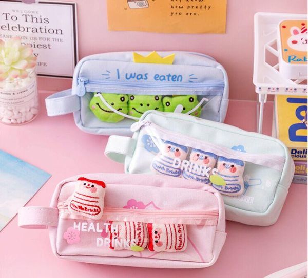 

kawaii pencil case large capacity student storage bag school stationery pen organizer pouch girls portable pen box cosmetic bag