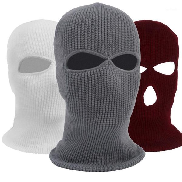 

cycling caps & masks 2/3 holes women men full face hat winter warm wool knit cap thicken windproof ski balaclava hood motorbike keep hat1, Black
