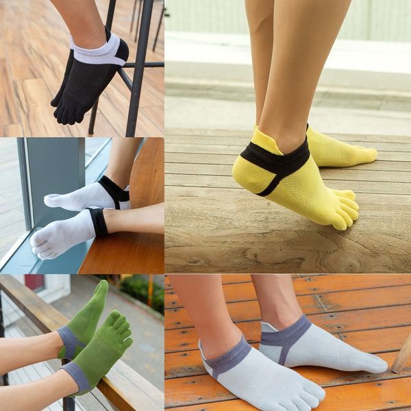 

eicc2 five-finger summer men's cotton thread short tube five-toe spring and hkzvh boat low-socks toe socks boat, Black