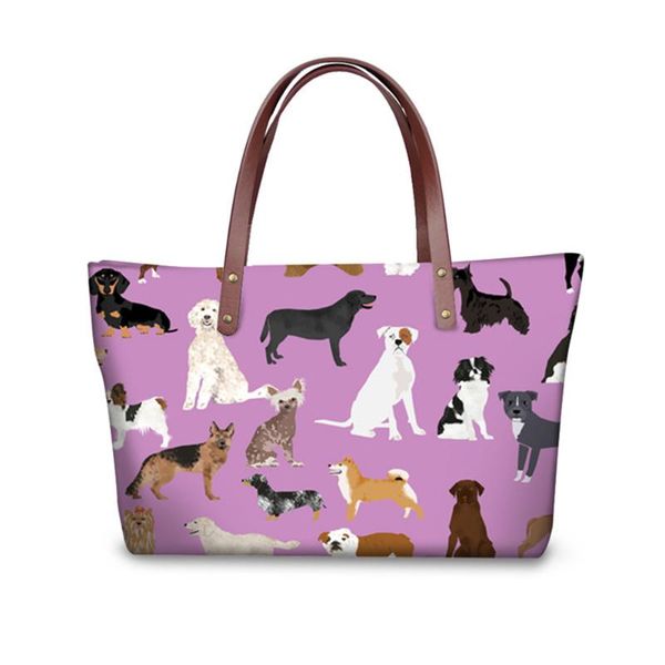 

customized handle bags for women snow day dogs winter sledding dogs printing ladies handbag cause tote shoulder bags large