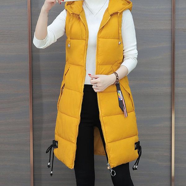 

fashion autumn winter vest women waistcoat 2021 female sleeveless vest jackets hooded warm long coat colete feminino, Black;white