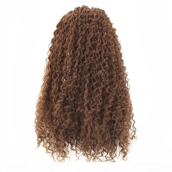 

natural hairline brown long curly wig synthetic lace front wig with baby hair heat resistant fiber half hand tied wigs for women, Black