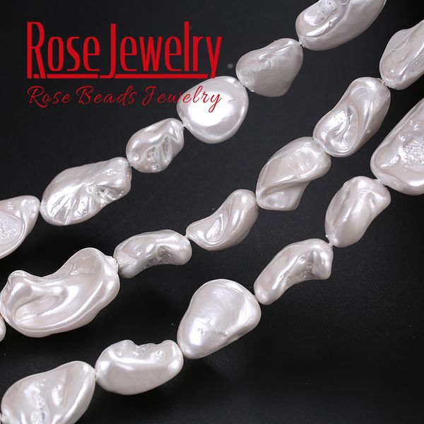 

16-20 mm heat treated white baroque pearl irregular loose beads for jewelry making bracelets necklace 15" strand 200930, Black