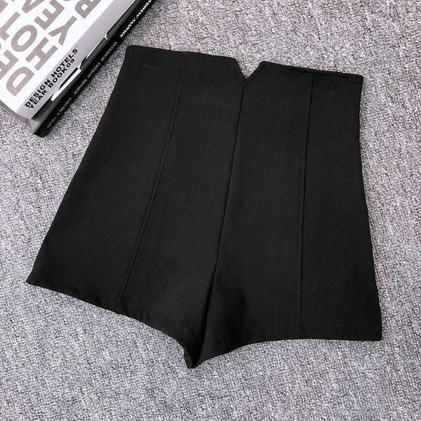 

white black stretch suit shorts women new mini short femme high waist shorts women ants elegant wide leg summer1