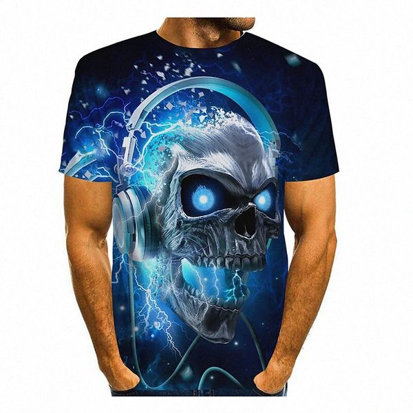 

men's t shirt 3d print graphic 3d skull round neck daily club print short sleeve rock streetwear 1 h0dv#, White;black