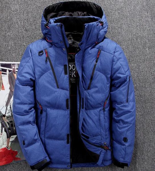 

men windproof down hooded winter down jacket winter warm coat man ultralight goose down jacket male windproof coat, Black