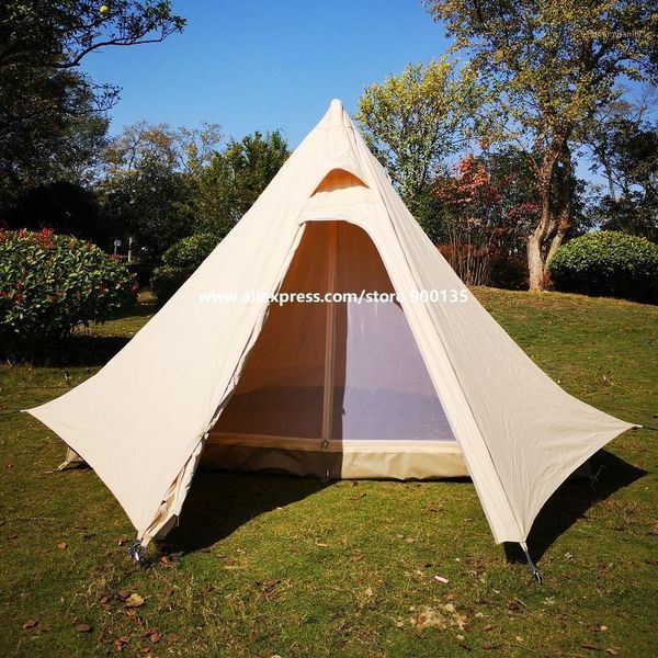 

outdoor canvas camping pyramid tipi tent teepee tent for 2 person go hiking1