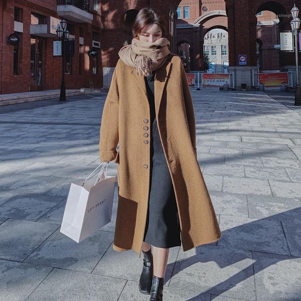 

woman winter coats and jackets women fall clothing 2020 camel coat woman parkas korean new plus size long jacket elegant p1831, Black
