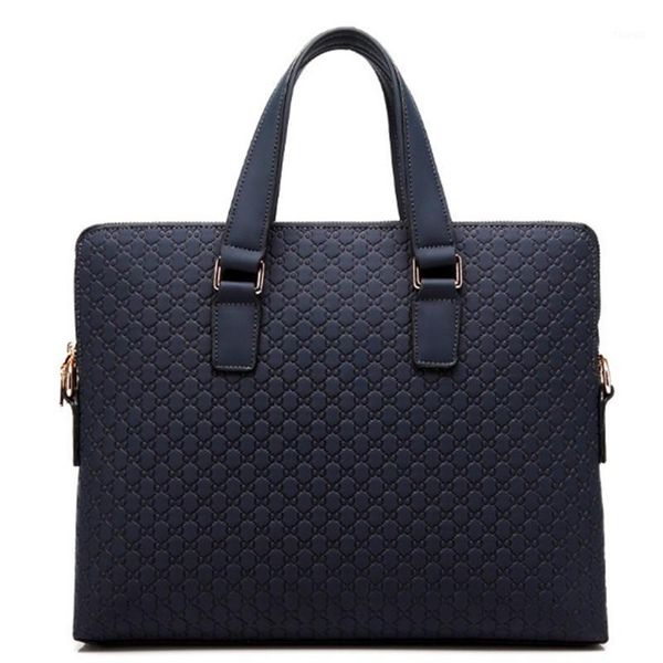 

genuine leather men handbag business briefcase cross section shoulder diagonal blue/black leather male 14" lapmessenger bags1