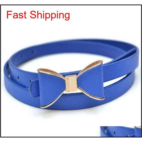 

fashion women's girl cute sweet candy colors bowknot pu leather thin skinny waist qylzlz new_dhbest, Silver