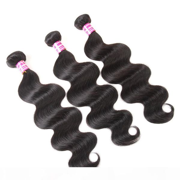 

peruvian malaysian brazilian indian human hair weave bundles 1pcs per lot 8-40 inch body wave hair weaves unprocessed hair extensions, Black