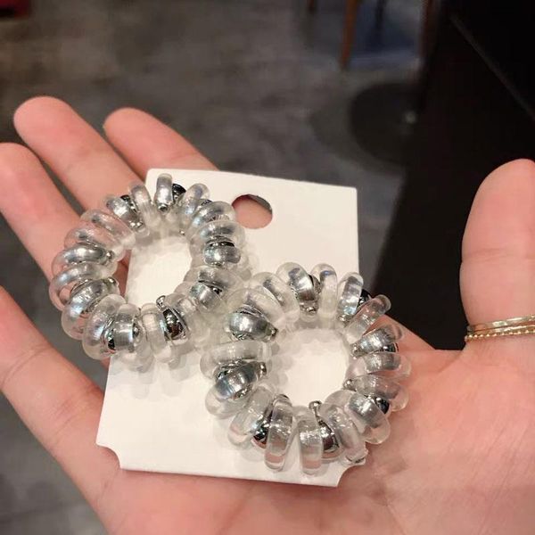 

cute beaded transparent telephone hair band line rope headwear girl women's ponytail holder accessories cute beaded q bbyopq