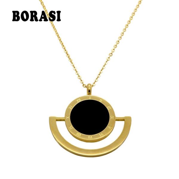 

pendant necklaces women jewelry & pendants gold stainless steel chain black round resin roman numeral for, Silver