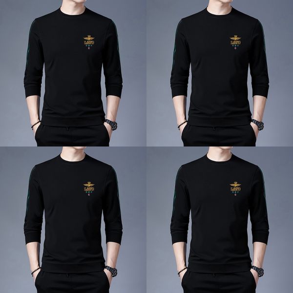 

2020 осень мужской новый молодежный спортивный корейский стиль вышитые crew neck с длинным рукавом разносторонние вышивка embroiderymen одеж, Black