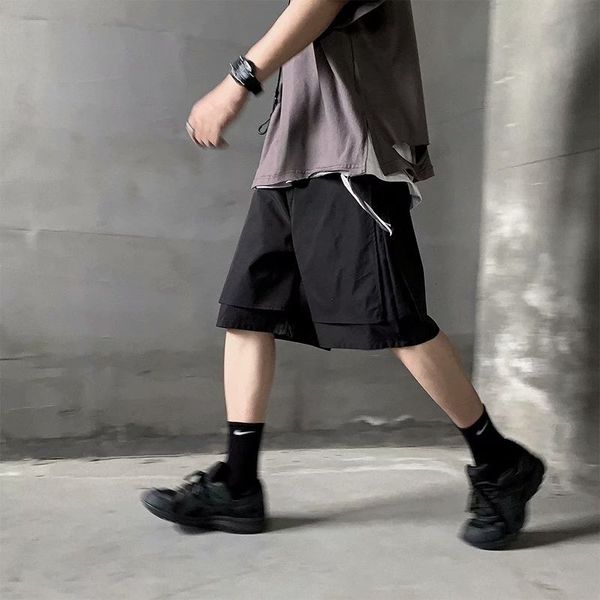 

bxyichen 2020 original functional tooling shorts men's tide brand casual five-point korean version of trendy loose, White;black