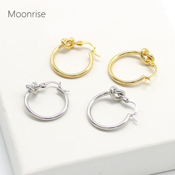 

fashion hoop earrings, high polished knot earrings for womens or girls hk1181, Golden;silver