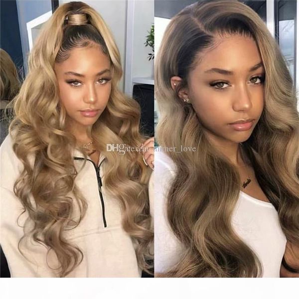 

brazilian human hair lace front wig body wave lace wig 1bt27 ombre full lace wigs hair with baby hair natural hairline for women, Black;brown