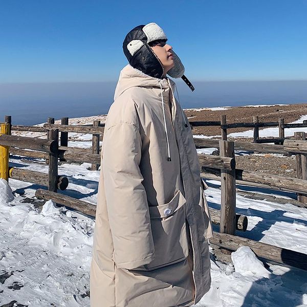 

2020 winter jacket men casual thicken long parka men korean streetwear male fashion oversized winter coat man, Black