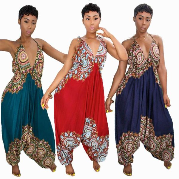

2019 new summer fashion african women jumpsuit, Red