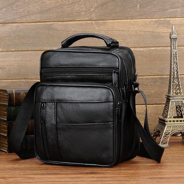 

messenger bag one-shoulder vertical travel zipper leather bag on business trip business portable1