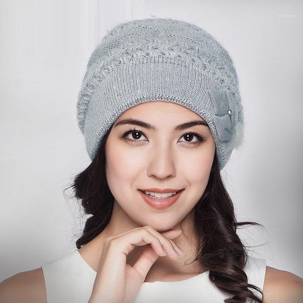 

lady new winter warm hat female autumn winter wool knitted wool cap students middle-aged fur cap girls travel hat b-76381, Blue;gray