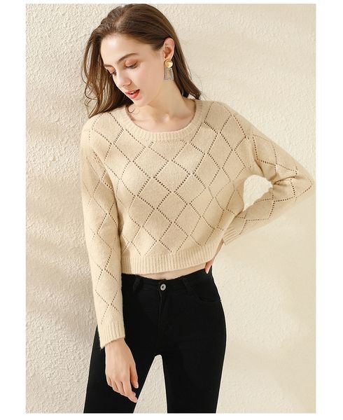 

sweater women's autumn winter 2020 european and american high waist short loose pullover women's knitting, White;black