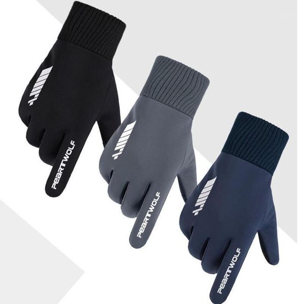 

mens womens warm gloves spring winter waterproof touch screen plus riding windproof fashion outdoor non-slip ski gloves #t1p1, Blue;gray