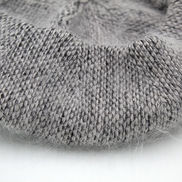 

rancyword] fashion new women angora rabbit solid color beret female bonnet caps winter all matched warm walking hat beanie hat 201027, Blue;gray
