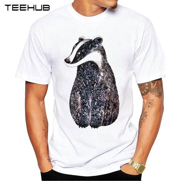 

teehub men's fashion funny badger printed t-shirt short sleeve novelty design cool tee sport hooded sweatshirt hoodie