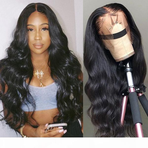 

body wave lace front human hair wigs hd transparent lace frontal wig t part 180 density wavy front wig brazilian hair wigs, Black;brown