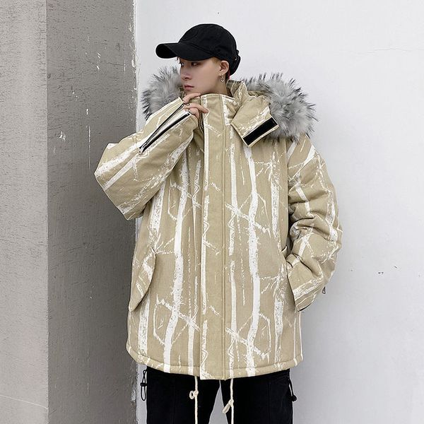 

winter new hooded cotton padded parka khaki jacket men clothes big loose men clothing 5xl, Black;brown