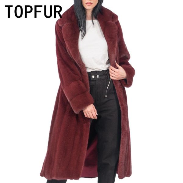 

ur luxurious maroon real coat long female winter coat fashion natural real fur lepal collar plus size custom, Black