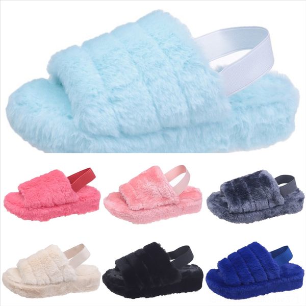 

ojg slippers outdoor men's new open toe wool plush lined plush slippers fleece slip on memory foam clog house men, Black