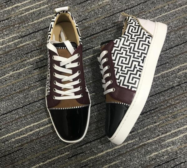

perfect maze printed leather sneakers nylon leather leisure flats red bottom shoes famous men's outdoor couples sports casual fashion t, Black