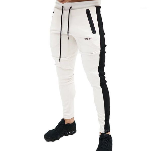 

2018 new autumn jogger pants men cotton patchwork sweatpants fitted sweat pants active casual trousers track pant yzck071, Black