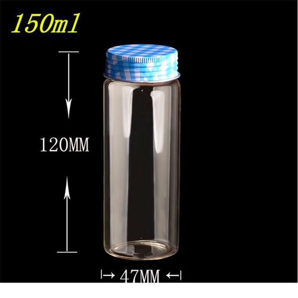 

47*120*34mm 150ml glass bottles sile ser screw aluminium cap empty gift bottles glass jars liquid via bbybfh
