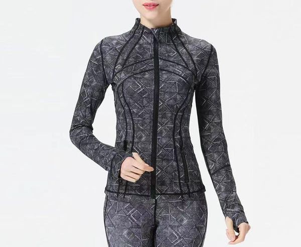 

lu long sleeve t-shirt female yoga fitness compression tights female sportswear fitness yoga training zipper coat11