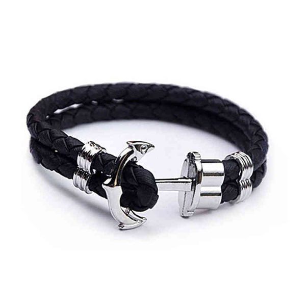 j Einfache kreative Mode Herren Boot Anker Leder Seil Armband Liebhaber Zubehör