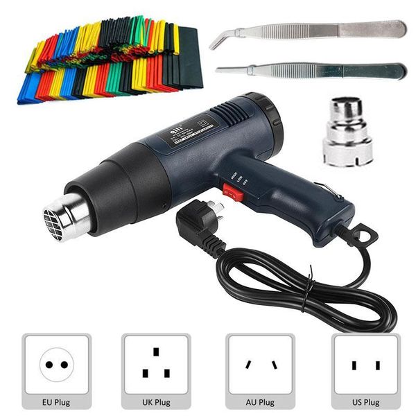 

heat gun 220v electric heating gun air industrial tool dual temperature building temperature +nozzle 328pcs heat shrink tube1