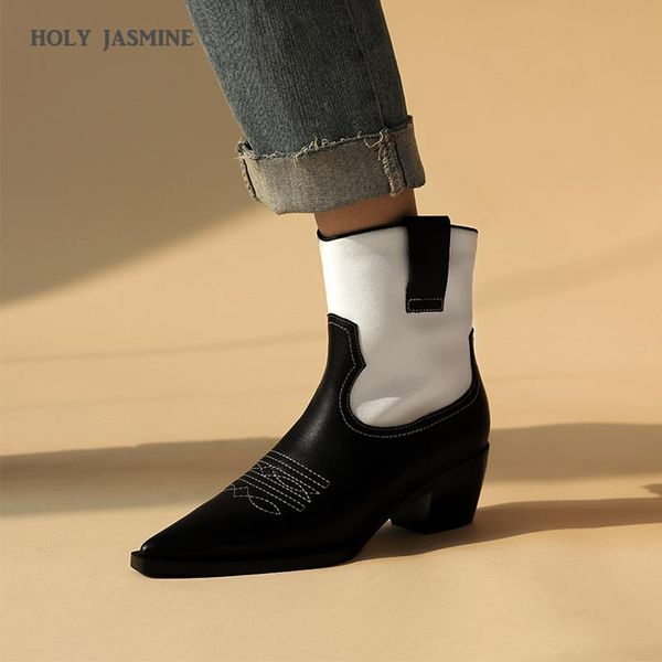

boots holi jasmine genuine leather women spring/autumn snake pattern knight ankle for slip-on wedges high (5cm-8cm), Black