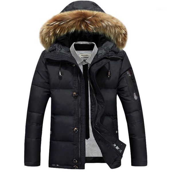 

add new brand clothing jackets thick keep warm men down jacket fur collar hooded down jacket winter coat male1, Black