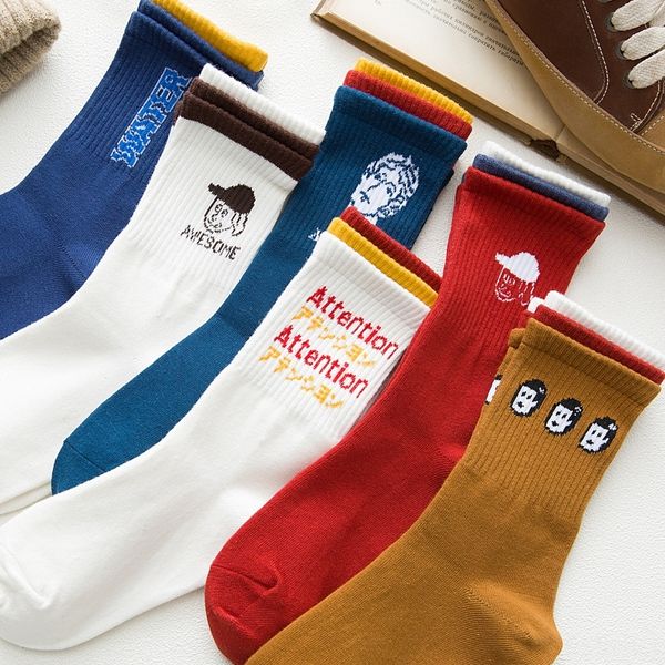 

ebeoq студенческие женские чулки чулки и милые и осенью тонкие носки ulzzang мужские носки чистого хлопка socksspring корейский среды смешно, Black